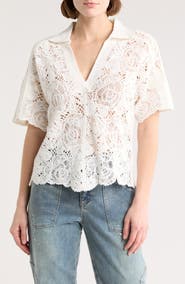 Democracy Short Sleeve Open Stitch Polo