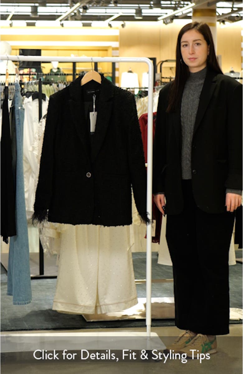 Feather Cuff Tweed Blazer, sales video thumbnail