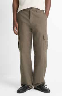 Vince Flat Front Cotton & Linen Cargo Pants