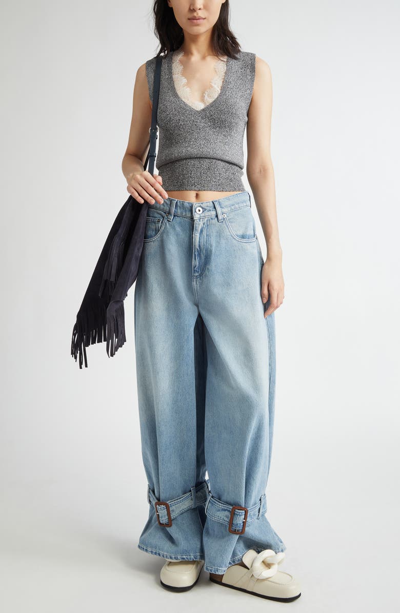 JW Anderson Lace Trim V-Neck Sweater Vest, Alternate, color,