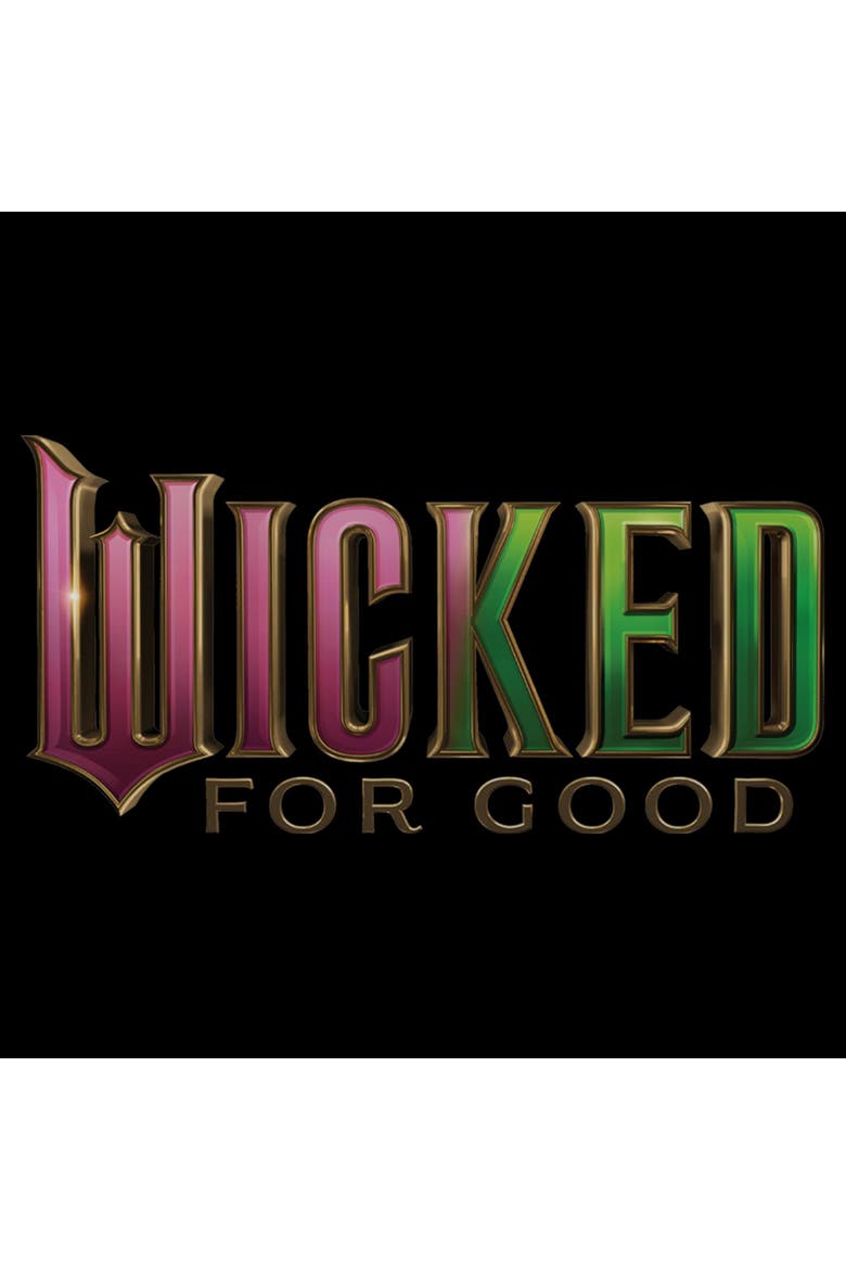 Womens Wicked For Good Official Pink and Green Logo T Shirt, Alternate, color, Black