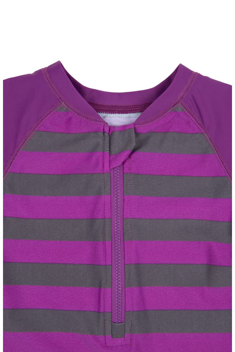 Baby One-Piece Rashguard, UPF 50+ Sun Protection Swimwear, Alternate, color, Striped Purple & Gray