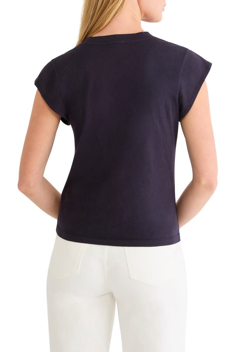 Cap Sleeve Cotton T-Shirt, Alternate, color, DARK INDIGO