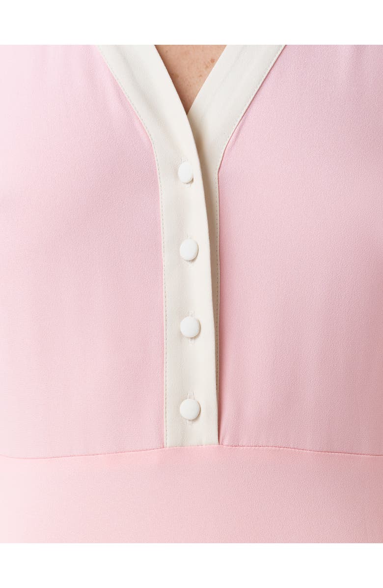 Ghost London Elodie Contrast Collar Midi Dress, Alternate, color, Pink