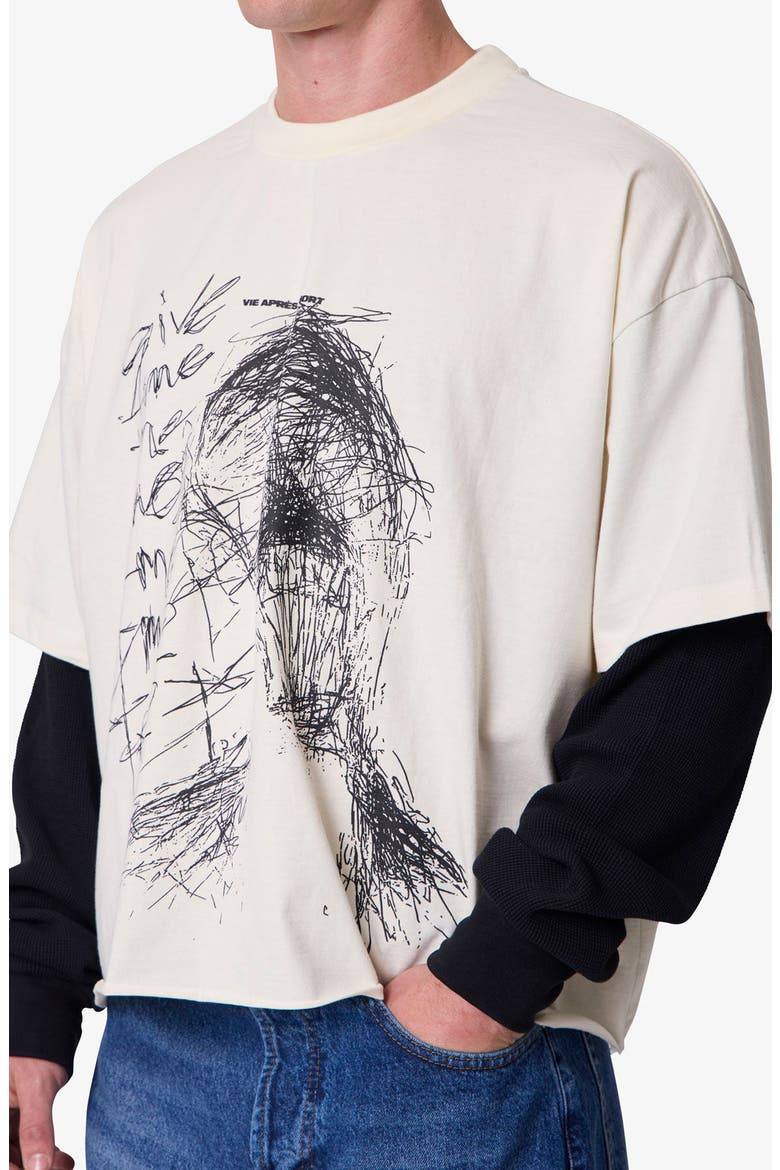Lost Layered Thermal Graphic T-Shirt, Alternate, color, WHITE/ BLACK