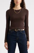 Nordstrom Ribbed Crewneck Long Sleeve T-Shirt