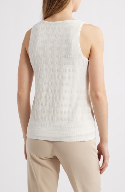 Anne Klein Pucker Wave Knit Scoop Neck Tank In Light Dune