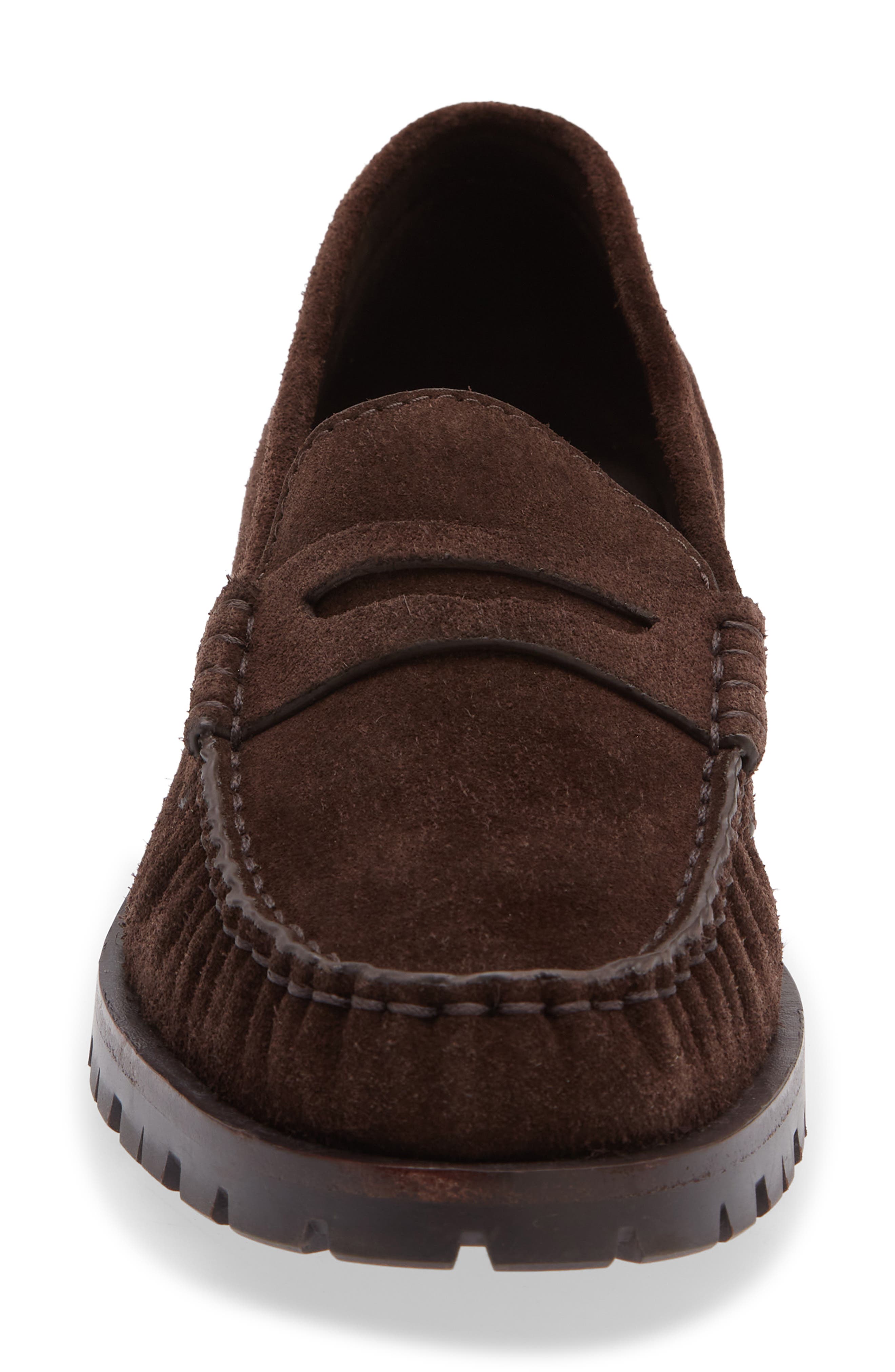 Corey Lug Sole Penny Loafer, Alternate, color, BROWN SUEDE