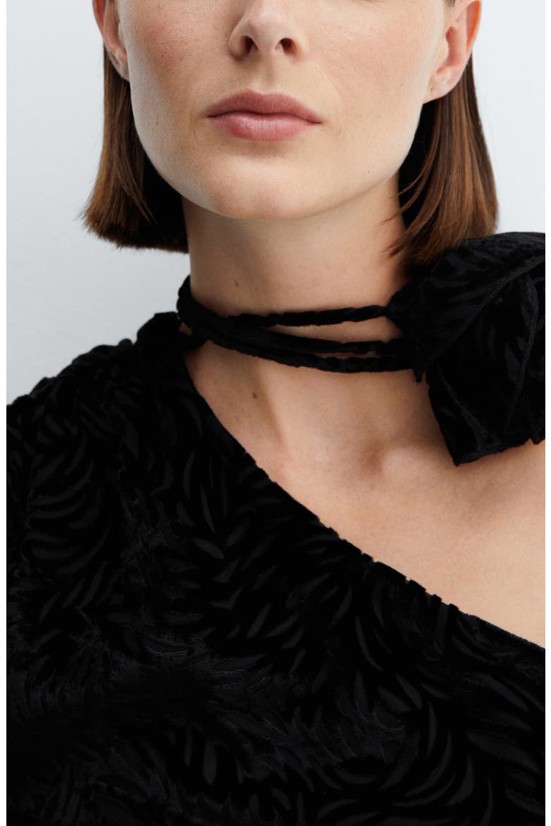 Floral Burnout One Shoulder Velvet Top, Alternate, color, BLACK
