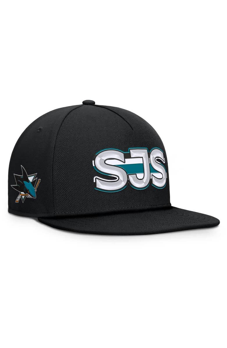 FANATICS Men's Fanatics Black San Jose Sharks Authentic Pro Rink Team Code Snapback Hat, Main, color, Black