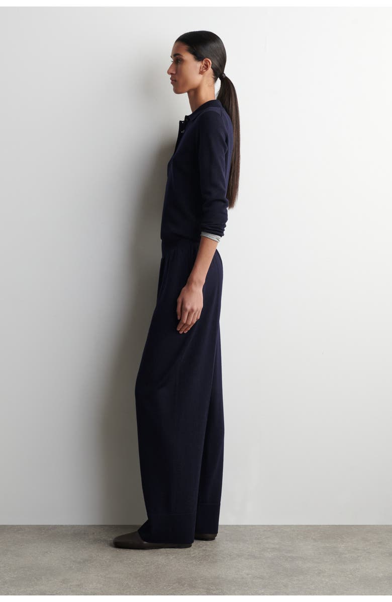 COS Elasticized Merino Wool Pants, Alternate, color, Navy