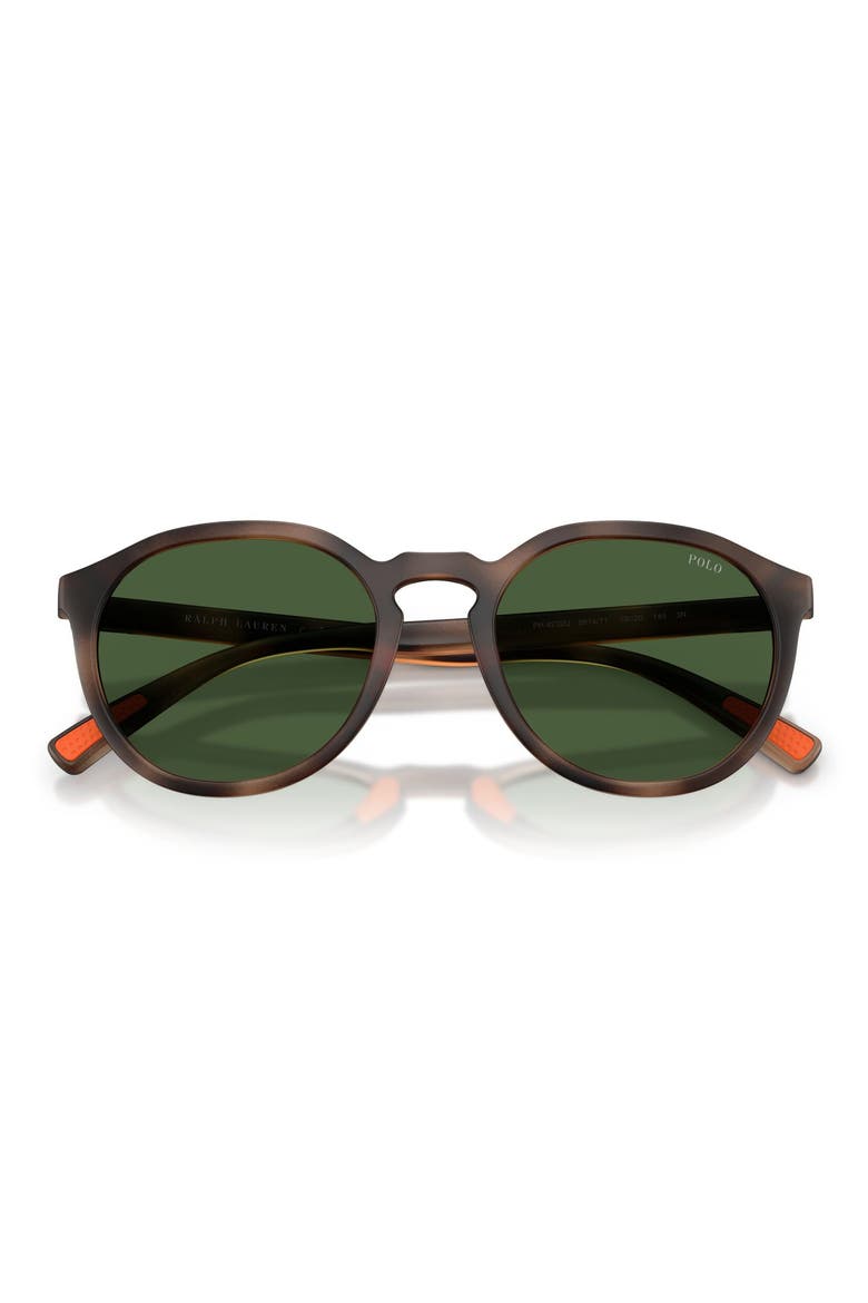 53mm Round Sunglasses, Alternate, color, MATTE DARK HAVANA / GREEN