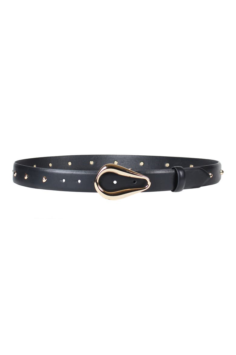 Molten Plaque Buckle Faux Leather Belt, Main, color, BLACK