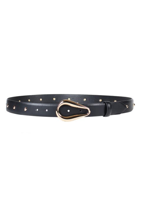 Molten Plaque Buckle Faux Leather Belt