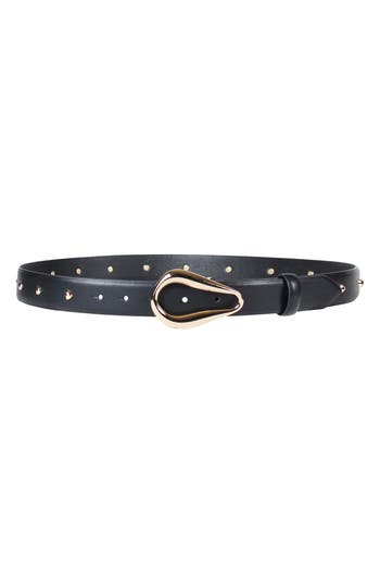 Linea Pelle Molten Plaque Buckle Faux Leather Belt In Blue
