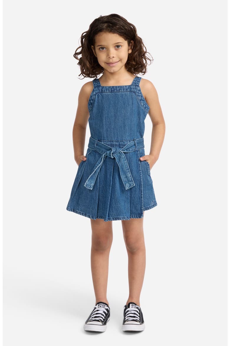 Kids' Pleated Denim Romper, Alternate, color, ANF PIROUETTE