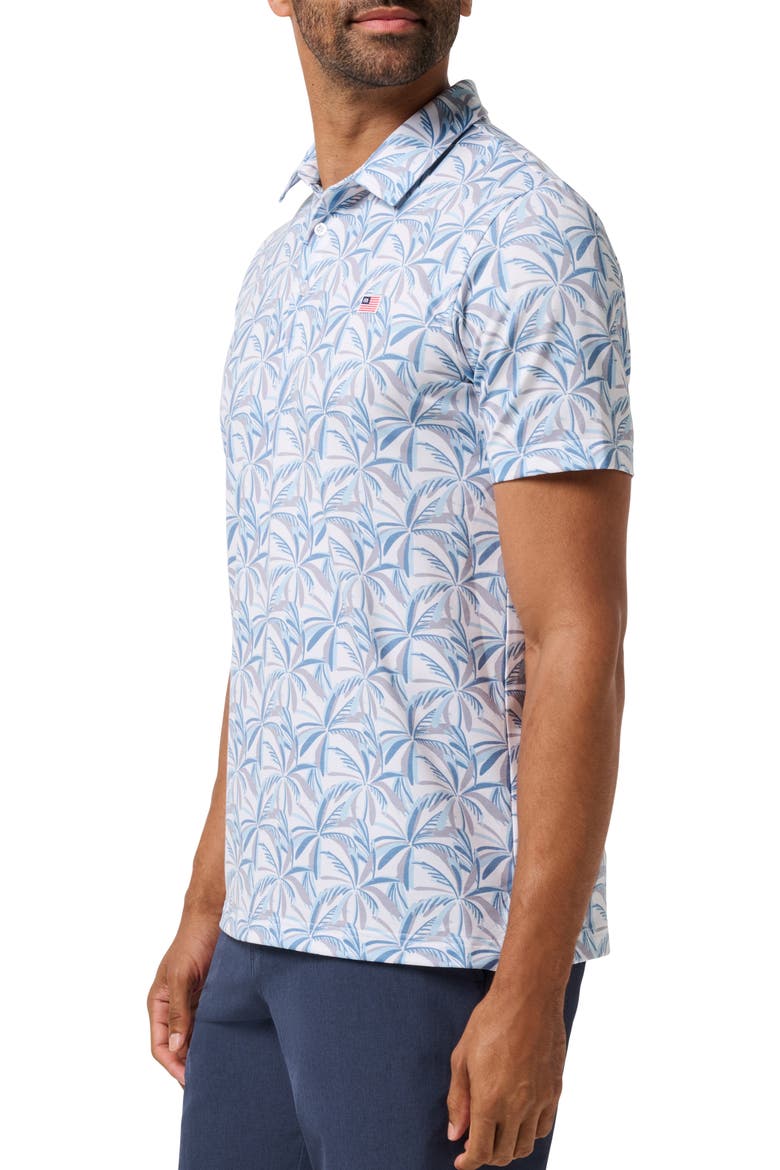 Featherweight Parade Palm Print Performance Polo, Alternate, color, WHITE
