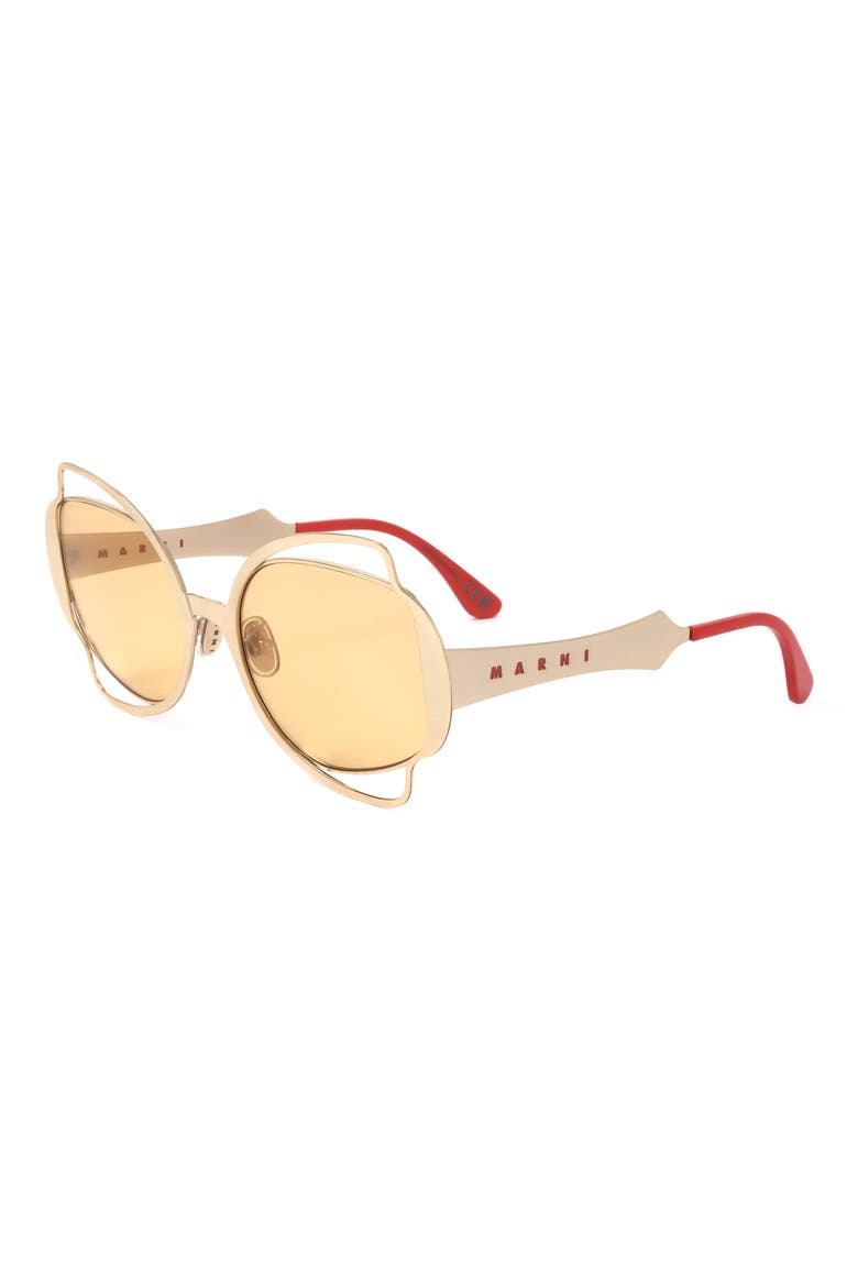 60mm Round Sunglasses, Alternate, color, GOLD / DARK GREY