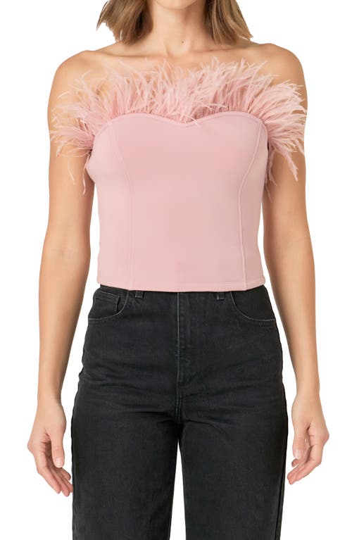 ENDLESS ROSE ENDLESS ROSE FEATHER TRIM STRAPLESS TOP 