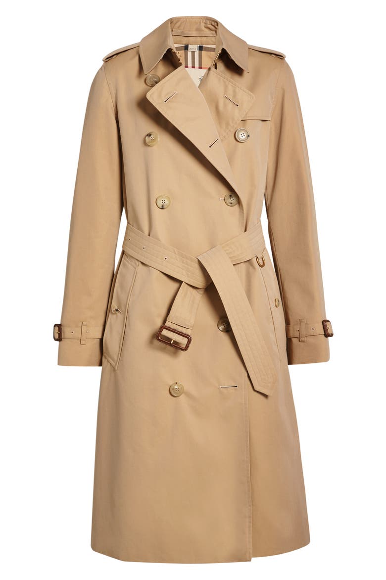 Kensington Long Trench Coat, Alternate, color, DARK HONEY