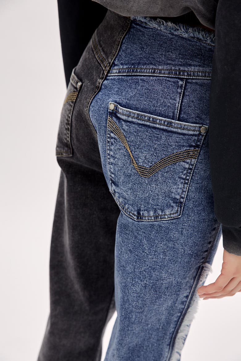 Two Color Block Denim Pant, Alternate, color, blue