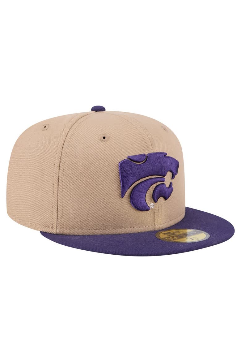 Men's New Era  Khaki Kansas State Wildcats Two-Tone 59FIFTY Fitted Hat, Alternate, color, Khaki