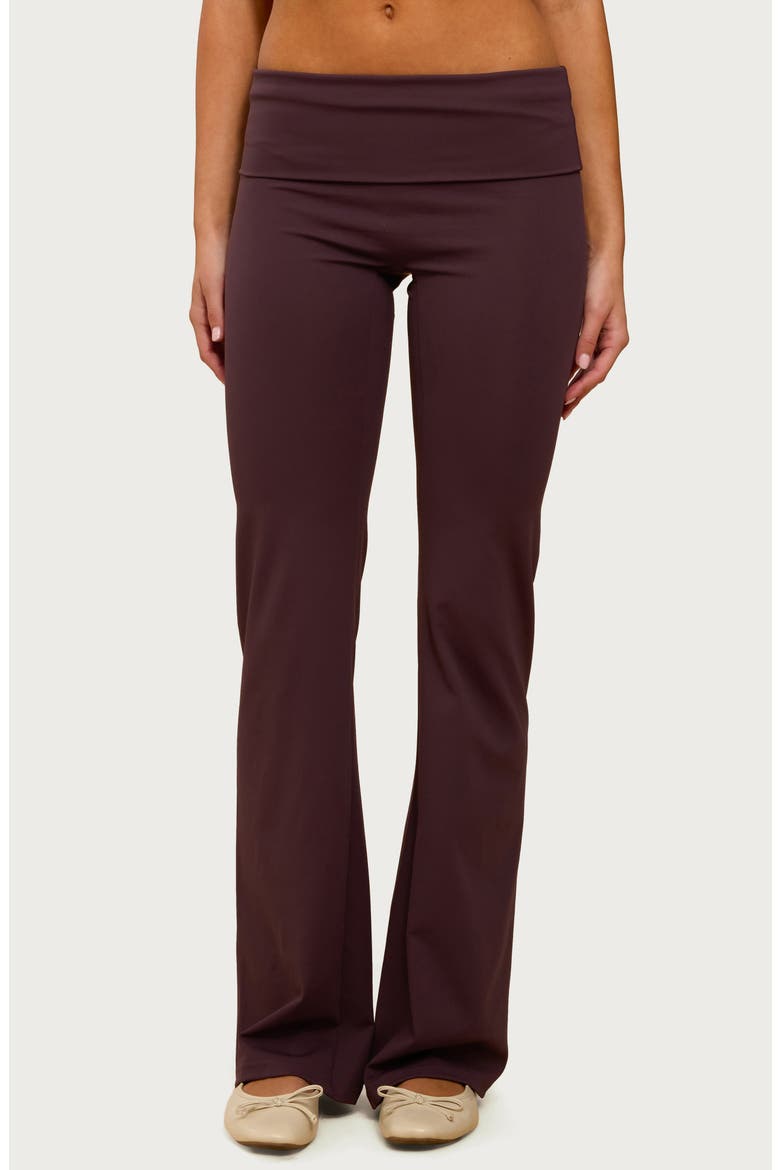 Oriane Foldover Flare Leggings, Main, color, PLUM