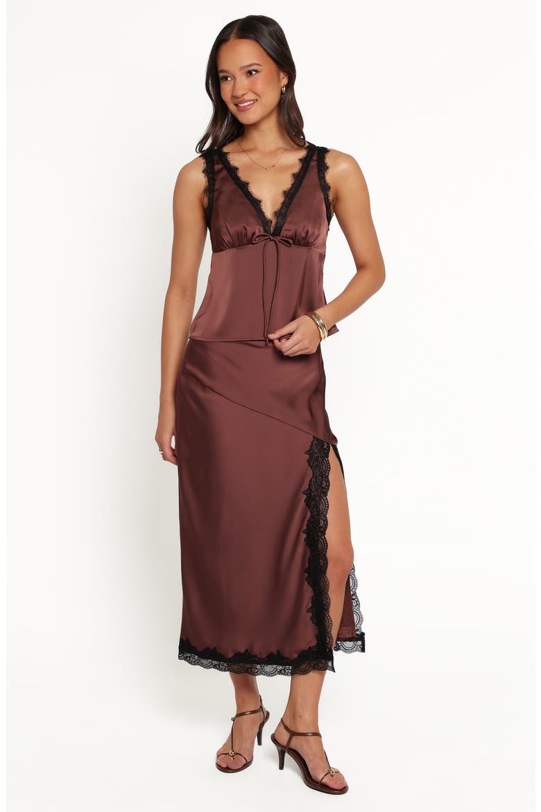 Theoni Lace Satin Tank, Alternate, color, BROWN