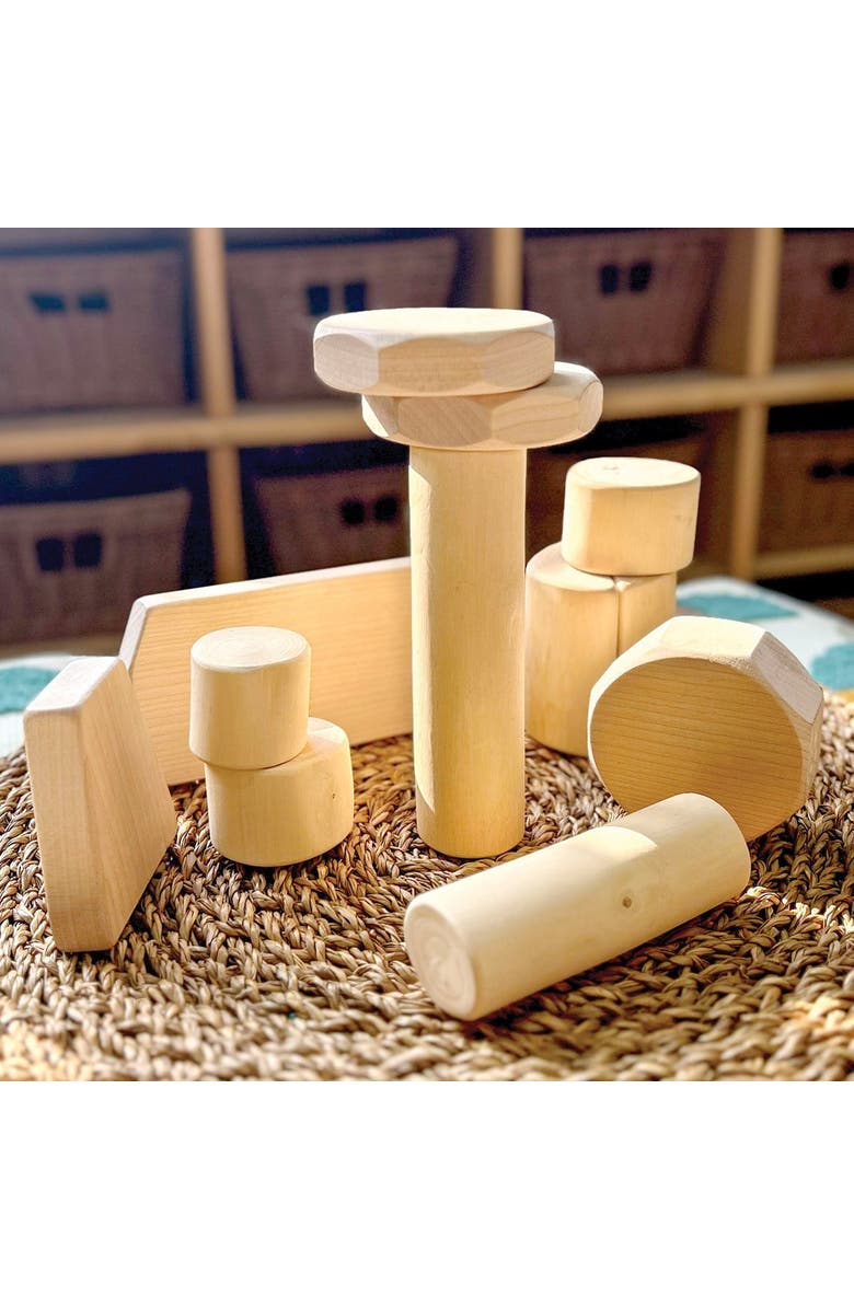 Kaplan Early Learning Company Bambino Wooden Shape Branch Blocks  - 12 Pieces, Alternate, color, Multicolor