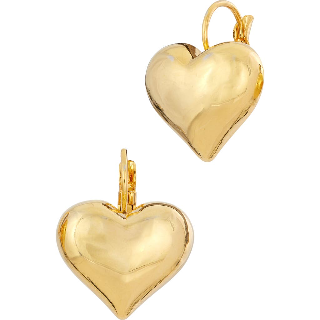Savvy Cie Jewels 18k Gold Plated Puffy Heart Drop Earrings
