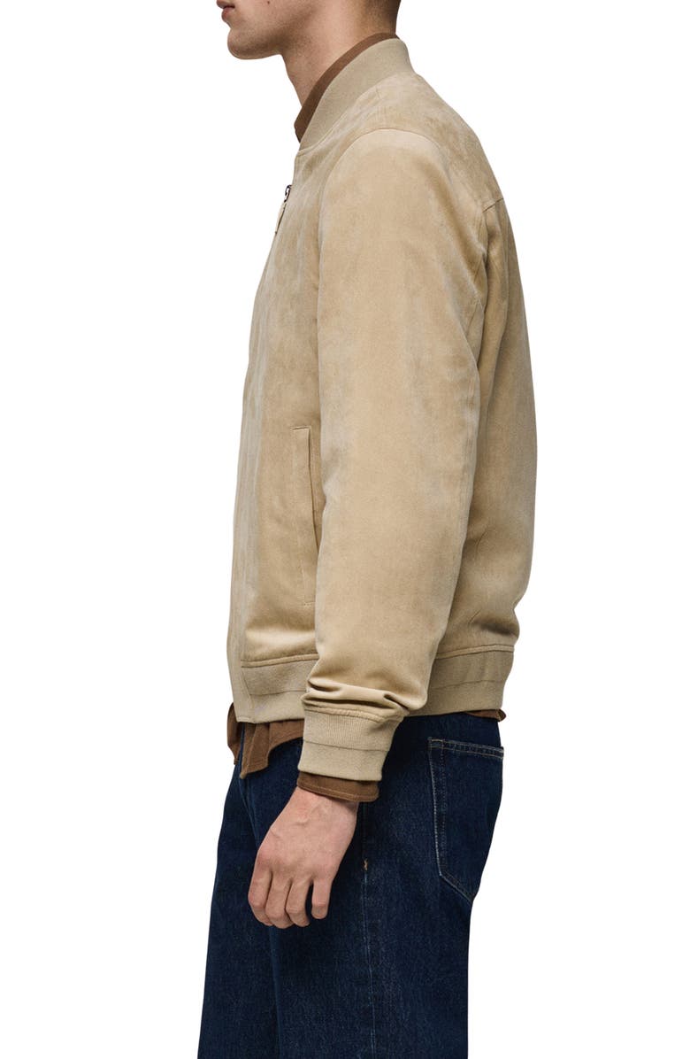 MANGO Faux Suede Bomber Jacket, Alternate, color, Ecru