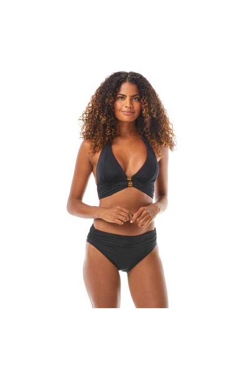 Carmen Marc Valvo Ruched Halter Bikini Top, Main, color, 