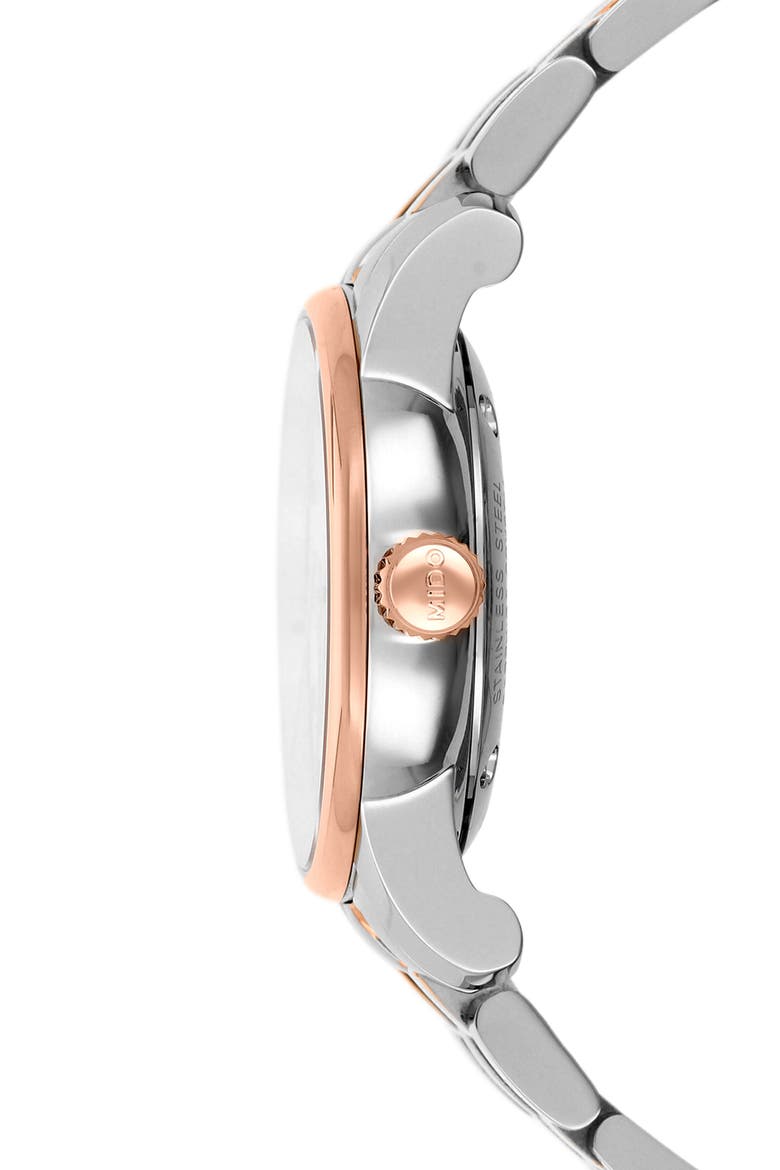 Baroncelli Diamond Bracelet Watch, 29mm, Alternate, color, SILVER/ MOP/ ROSE GOLD