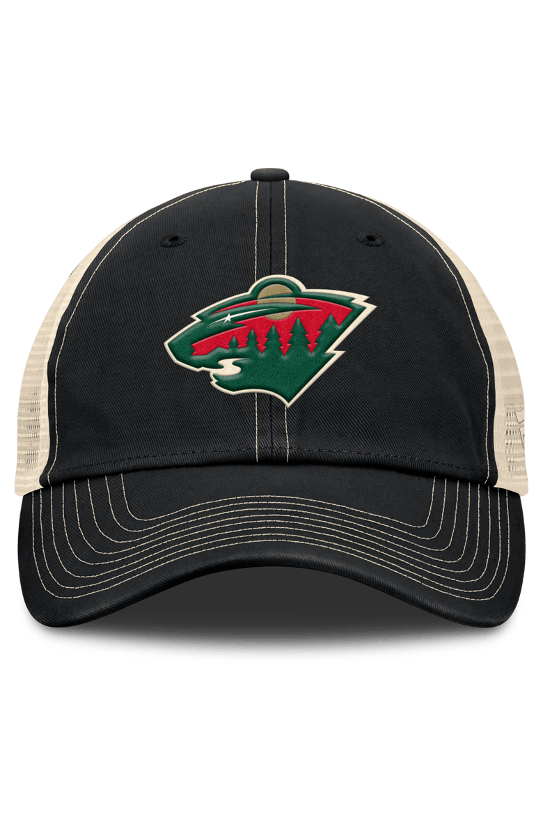 FANATICS Men's Fanatics Black/Natural Minnesota Wild Rival Trucker Adjustable Hat, Alternate, color, Black