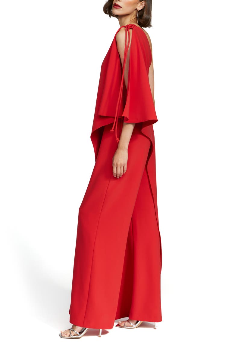 Ignacia One-Shoulder Wide Leg Crepe Jumpsuit, Alternate, color, FLAME