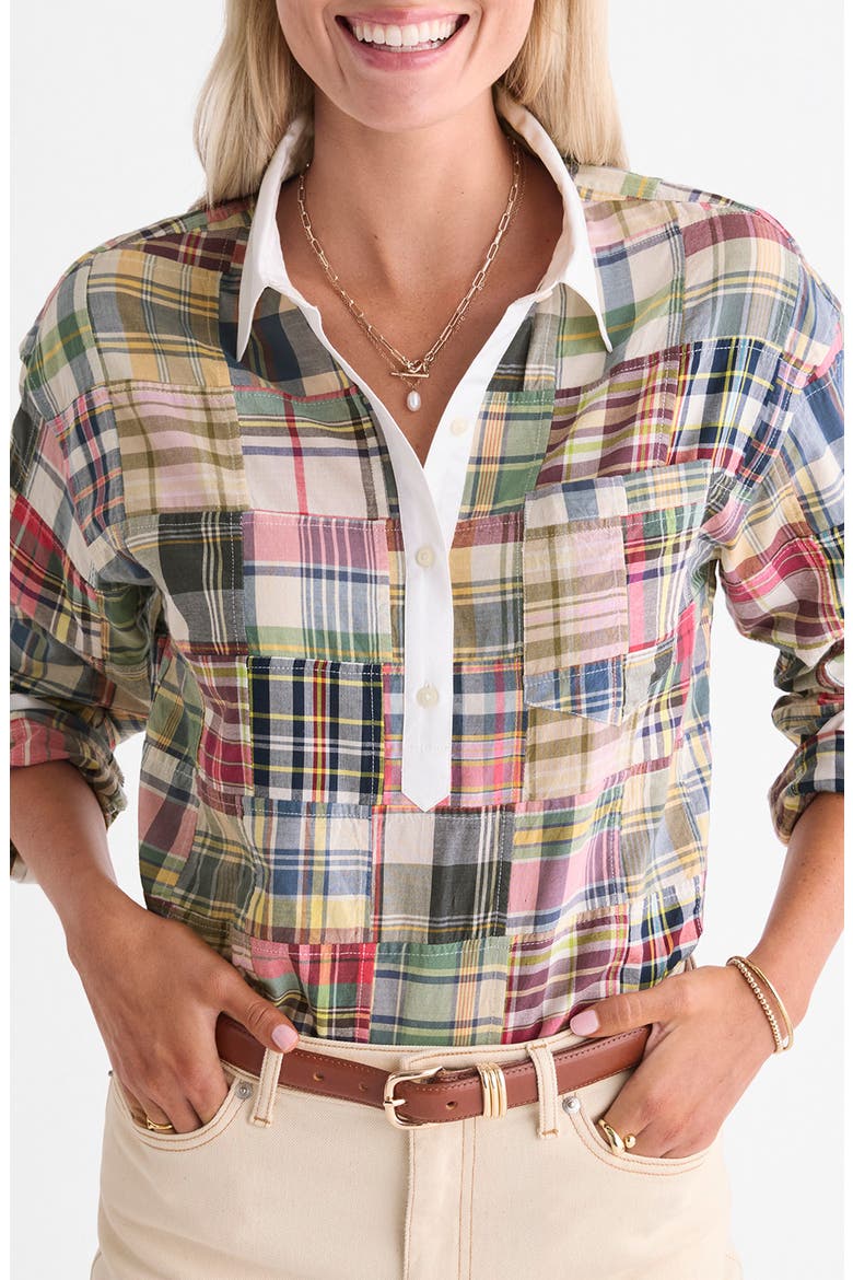 Birdie Patchwork Plaid Cotton Shirt, Main, color, MULTI PATCHWORK