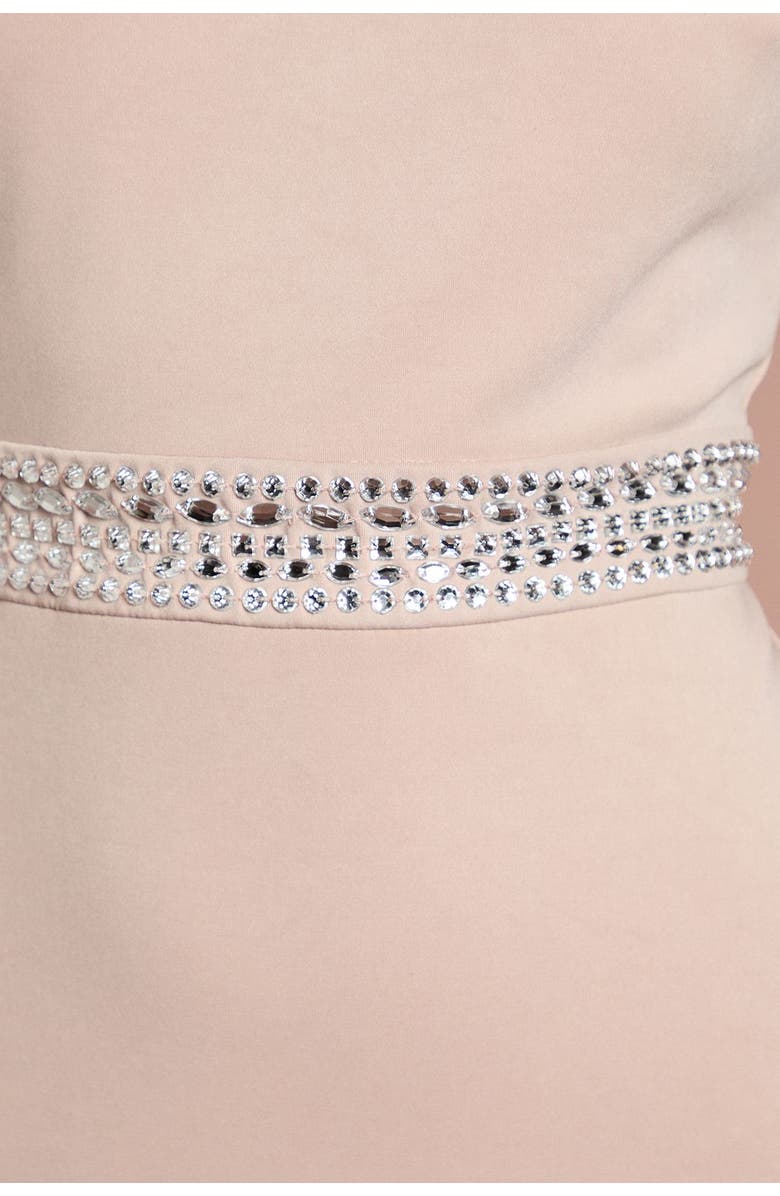 Coast Embellished Waist Ponte Midi Dress, Alternate, color, Mocha