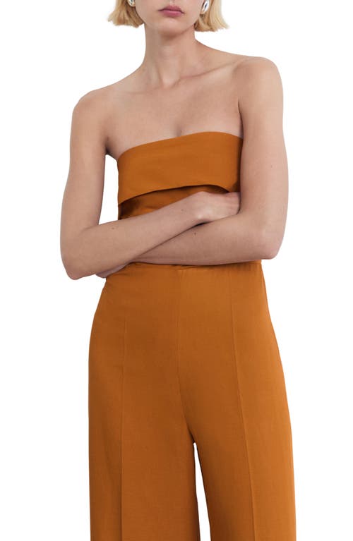 Mango Foldover Strapless Jumpsuit In Orange