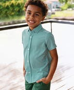 Lands' End Boys Short Sleeve Button Down Performance Shirt