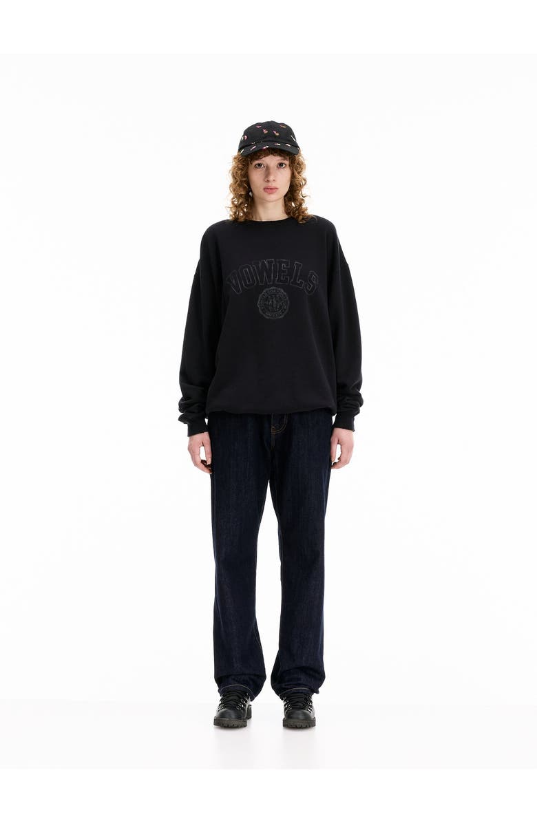 vowels Faded Collegiate Crewneck, Alternate, color, Black