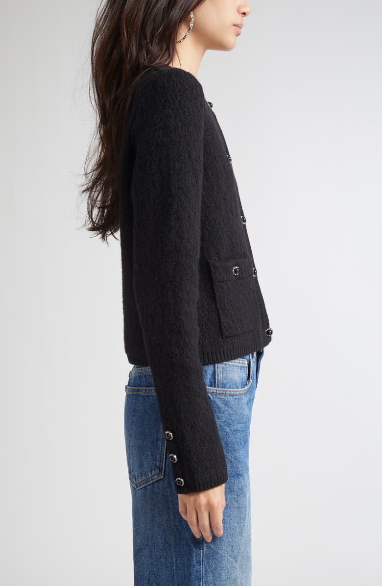 Rabanne Wool Blend Cardigan, Alternate, color, Black