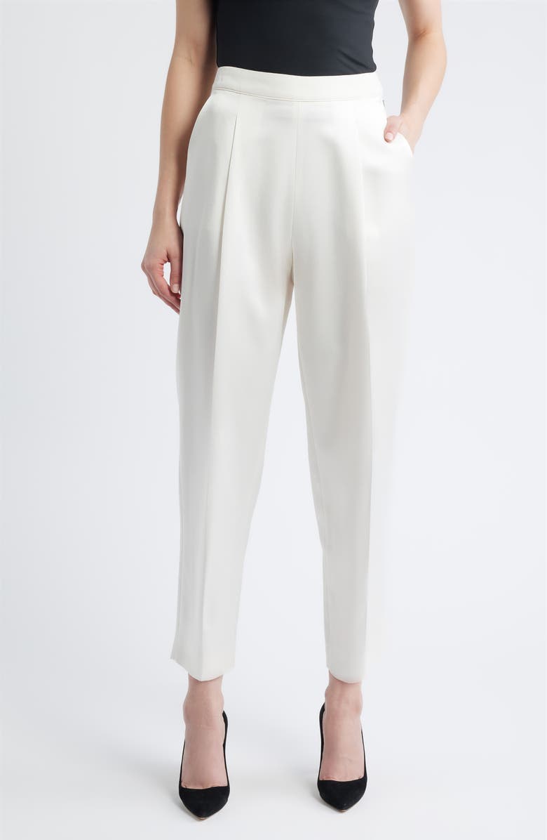 BOSS Takerana Pleated Tapered Straight Leg Pants, Main, color, Soft Cream