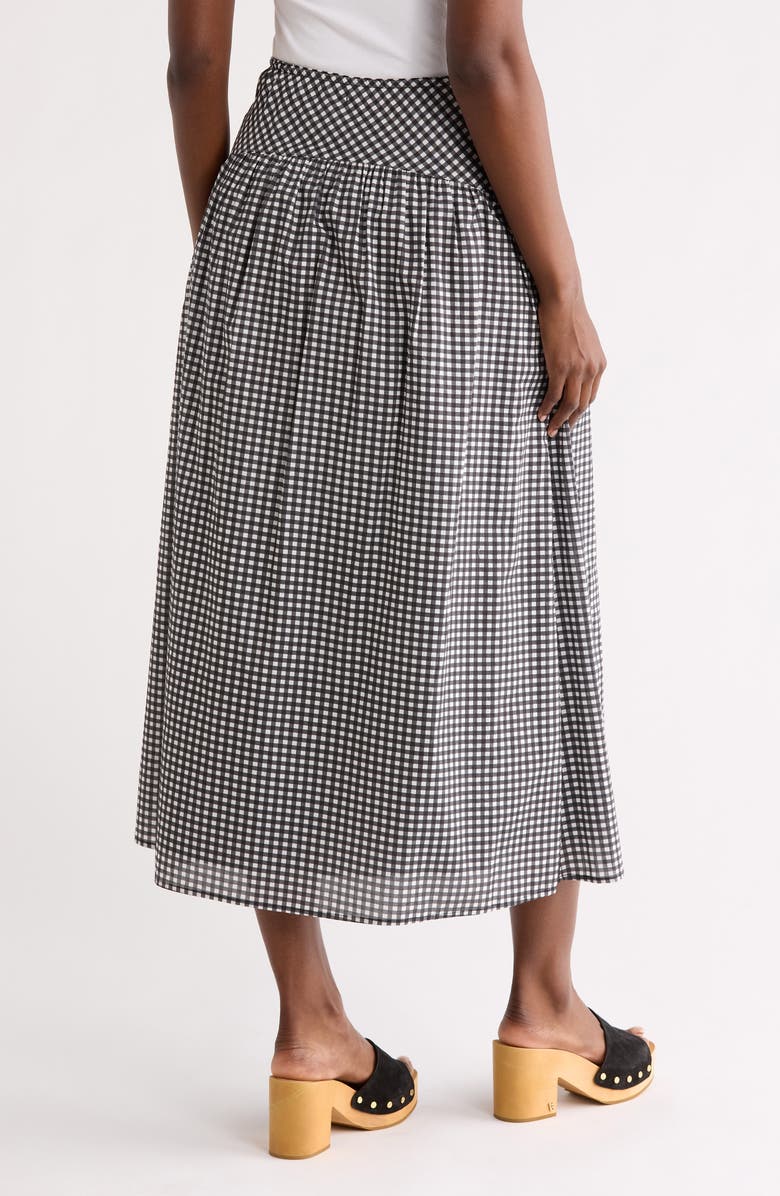 DR2 by Daniel Rainn Gingham Cotton Midi Skirt, Alternate, color, Black