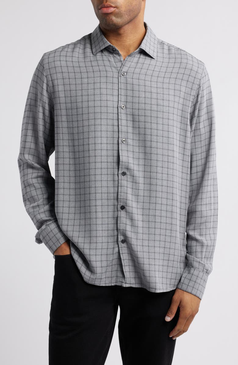 Robert Barakett Stelton Windowpane Check Button-Up Shirt, Main, color,