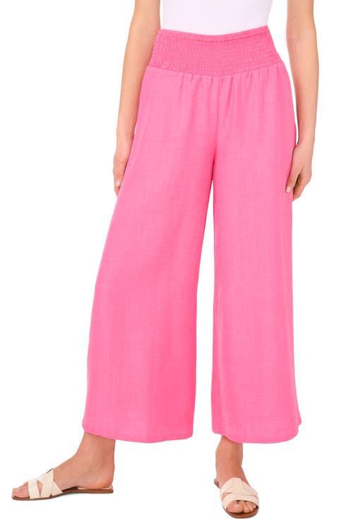 Smocked Waist Crop Wide Leg Pants
