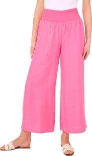 Vince Camuto Smocked Waist Crop Wide Leg Pants