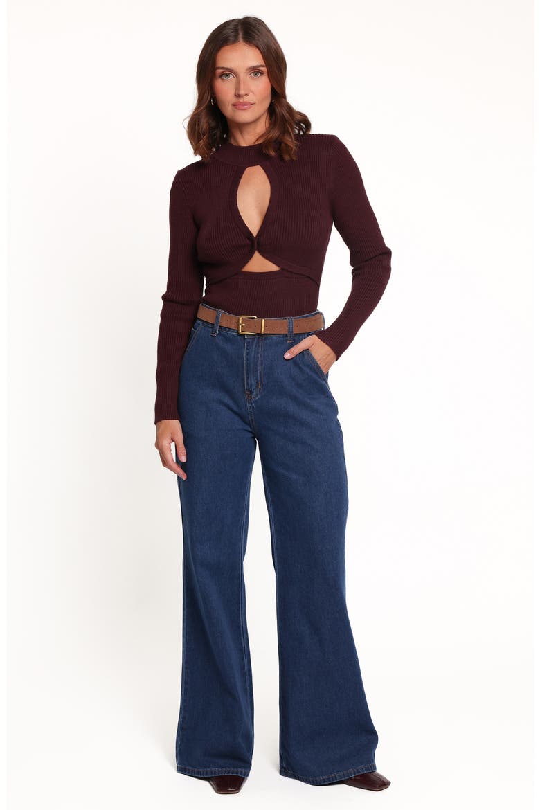 Emmy Keyhole Mock Neck Sweater, Alternate, color, BURGUNDY