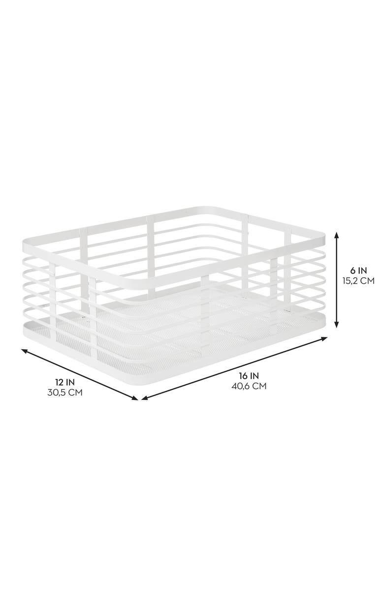 mDesign Metal Pantry Basket with Handles - Set of 2 - Matte White, Alternate, color, Matte White