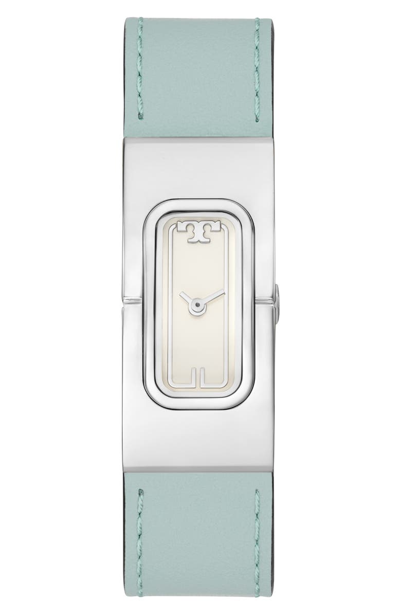 Tory Burch The T Leather Strap Watch, 18mm x 40mm, Main, color,