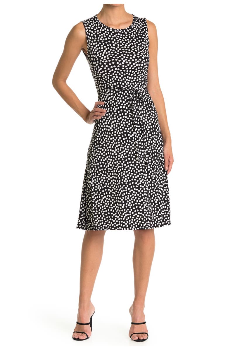 TASH AND SOPHIE Polka Dot Sleeveless Dress, Main, color, 